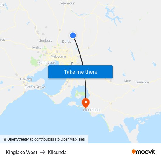 Kinglake West to Kilcunda map