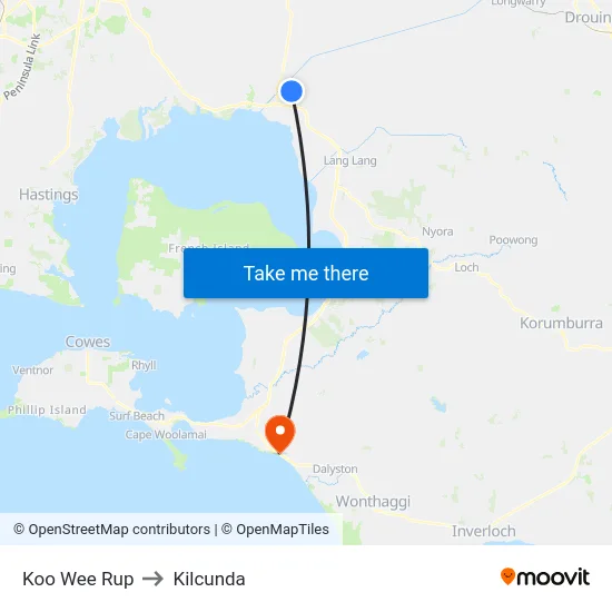 Koo Wee Rup to Kilcunda map