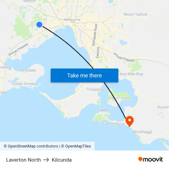 Laverton North to Kilcunda map