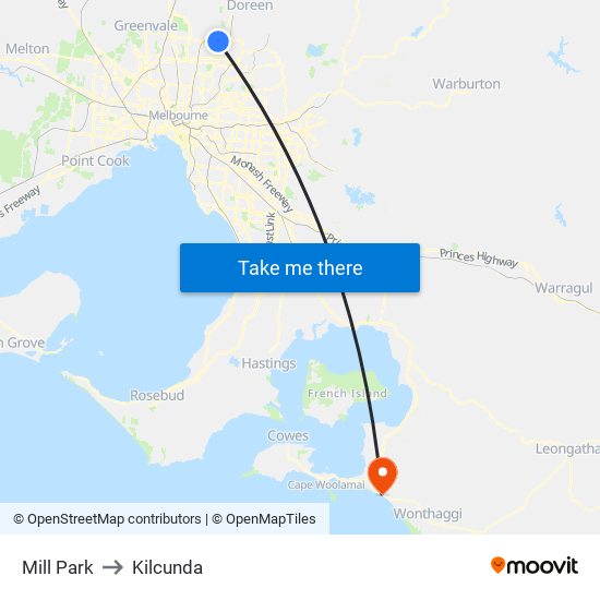 Mill Park to Kilcunda map