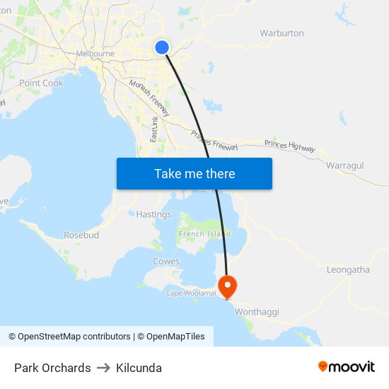 Park Orchards to Kilcunda map