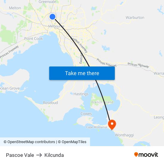 Pascoe Vale to Kilcunda map