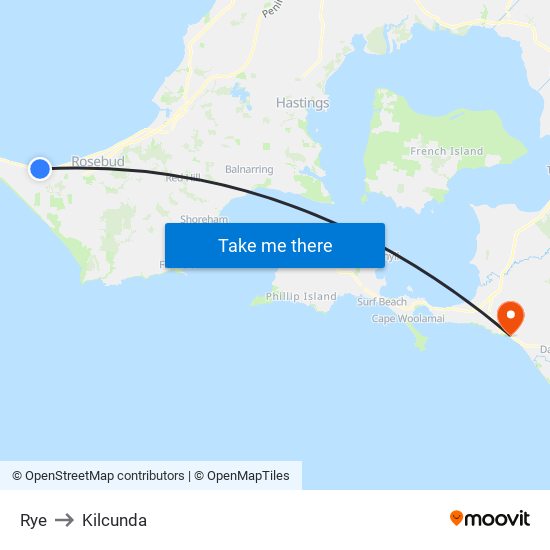 Rye to Kilcunda map