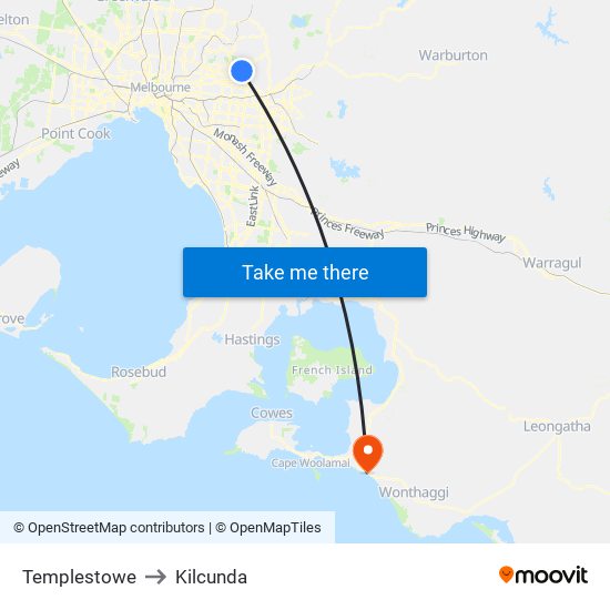 Templestowe to Kilcunda map