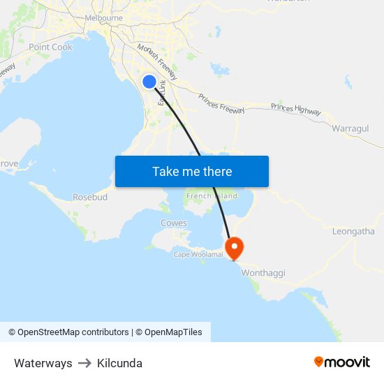 Waterways to Kilcunda map