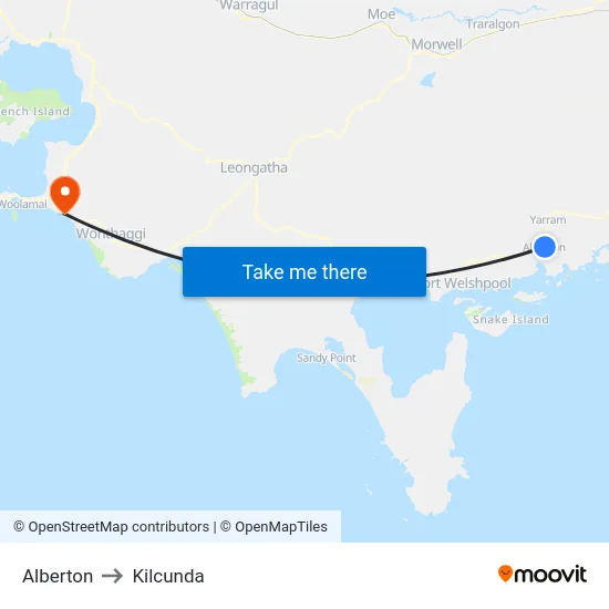 Alberton to Kilcunda map