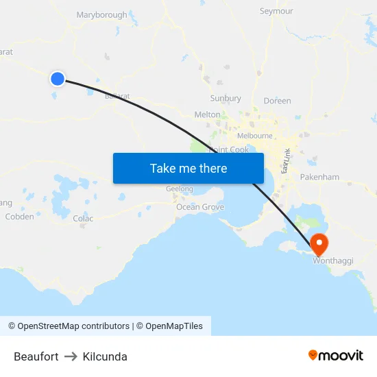 Beaufort to Kilcunda map