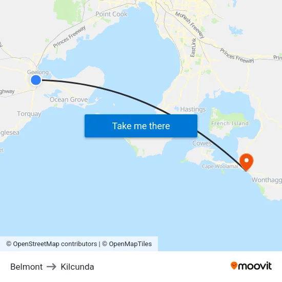 Belmont to Kilcunda map