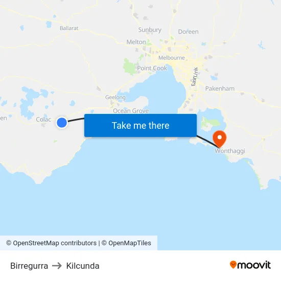 Birregurra to Kilcunda map