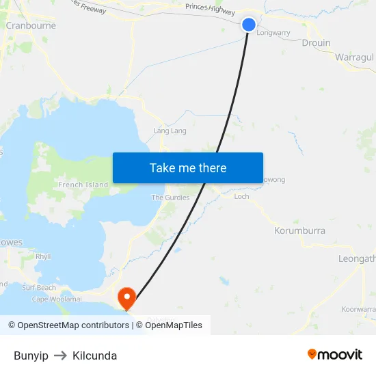 Bunyip to Kilcunda map
