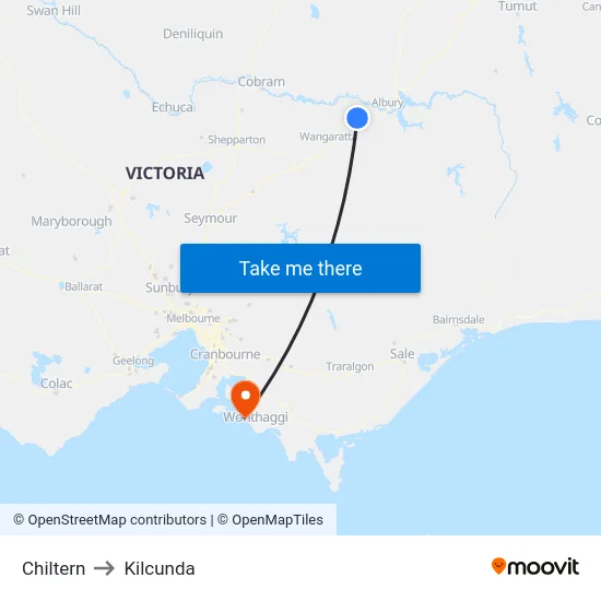 Chiltern to Kilcunda map