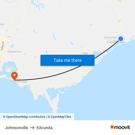 Johnsonville to Kilcunda map