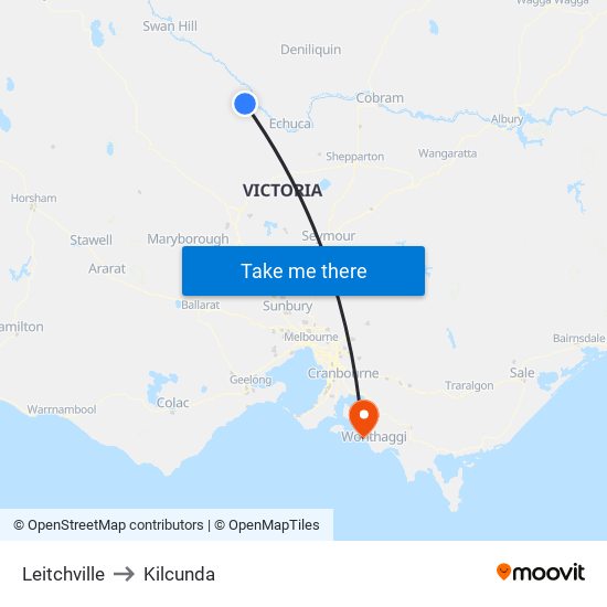 Leitchville to Kilcunda map