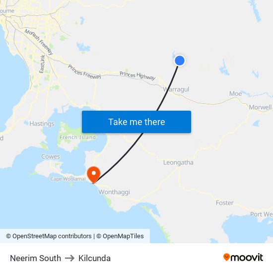 Neerim South to Kilcunda map