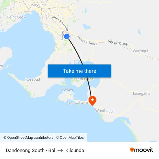 Dandenong South - Bal to Kilcunda map