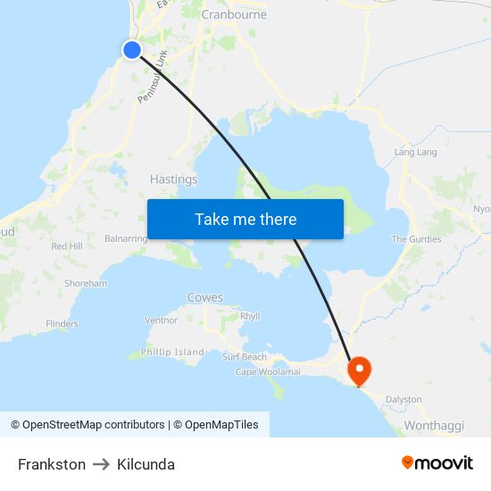 Frankston to Kilcunda map