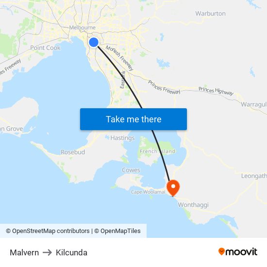 Malvern to Kilcunda map