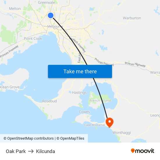 Oak Park to Kilcunda map