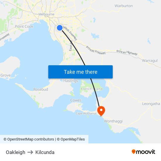 Oakleigh to Kilcunda map