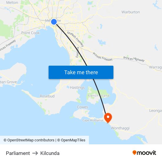 Parliament to Kilcunda map