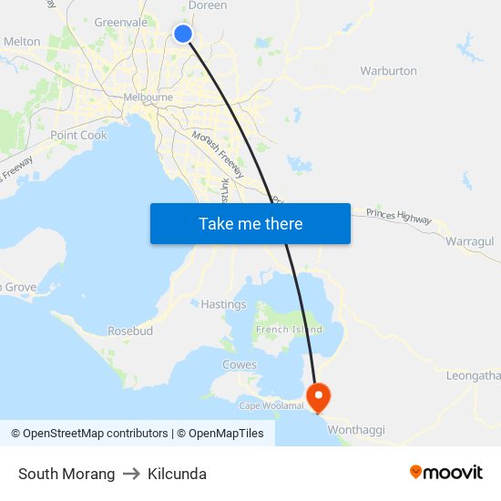 South Morang to Kilcunda map