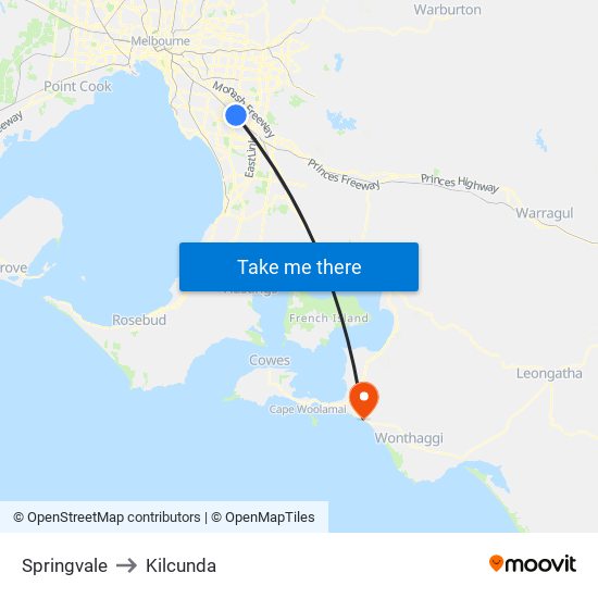 Springvale to Kilcunda map