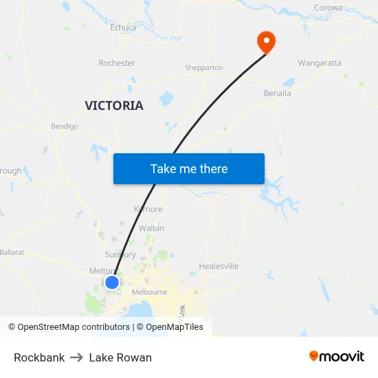 Rockbank to Lake Rowan map