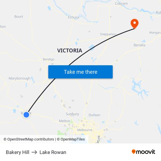 Bakery Hill to Lake Rowan map