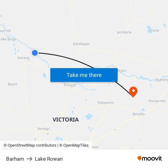 Barham to Lake Rowan map