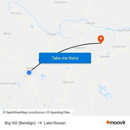 Big Hill (Bendigo) to Lake Rowan map
