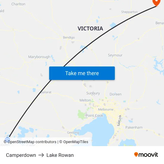 Camperdown to Lake Rowan map