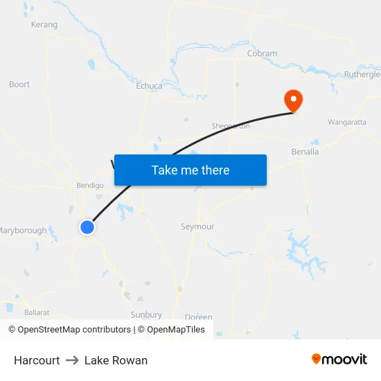 Harcourt to Lake Rowan map