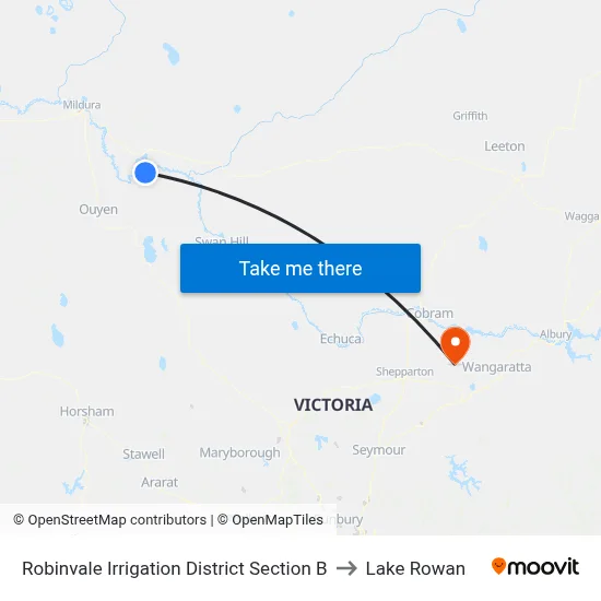 Robinvale Irrigation District Section B to Lake Rowan map