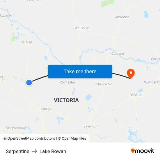 Serpentine to Lake Rowan map