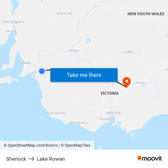 Sherlock to Lake Rowan map