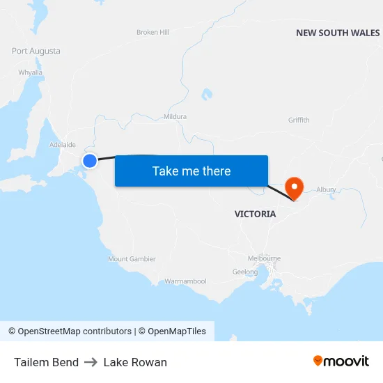Tailem Bend to Lake Rowan map