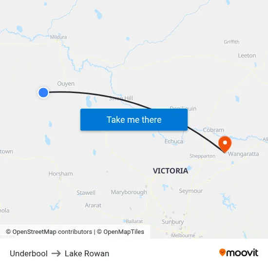 Underbool to Lake Rowan map