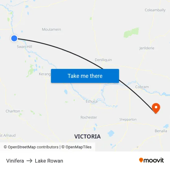 Vinifera to Lake Rowan map