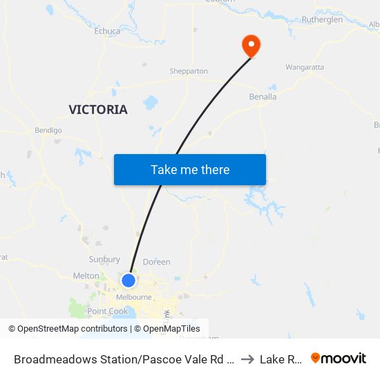 Broadmeadows Station/Pascoe Vale Rd (Broadmeadows) to Lake Rowan map