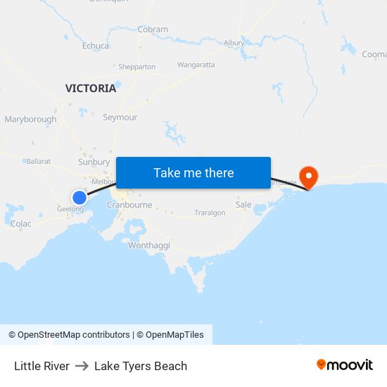 Little River to Lake Tyers Beach map