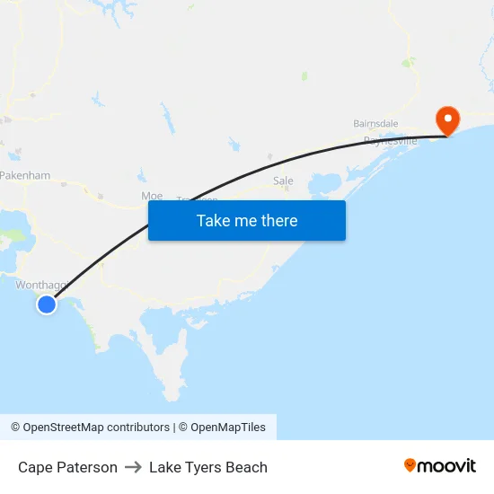 Cape Paterson to Lake Tyers Beach map