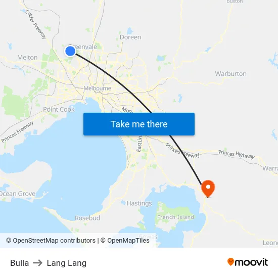 Bulla to Lang Lang map