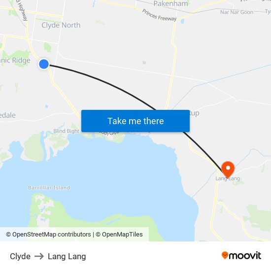 Clyde to Lang Lang map