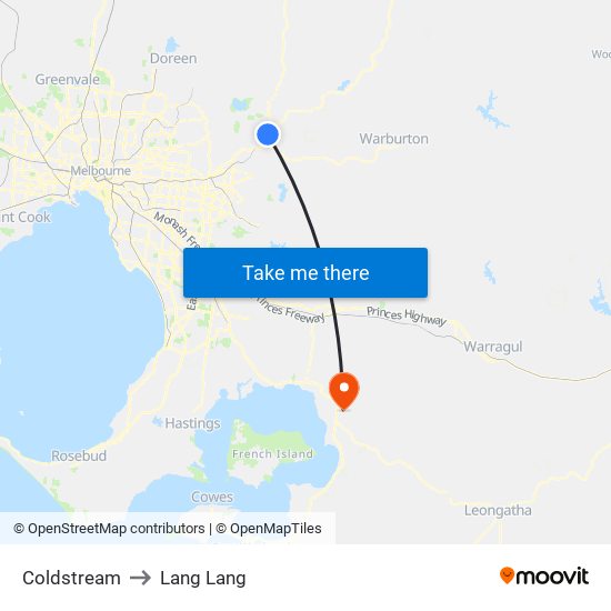 Coldstream to Lang Lang map