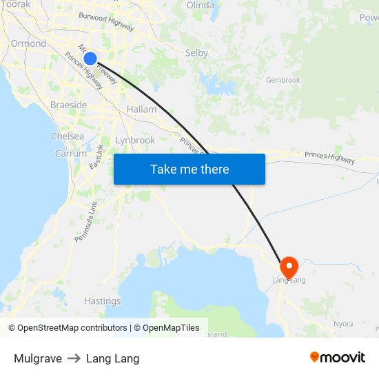 Mulgrave to Lang Lang map