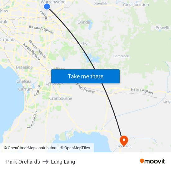 Park Orchards to Lang Lang map