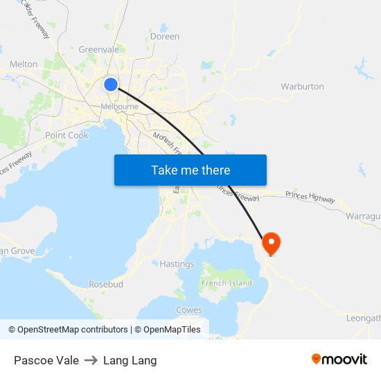 Pascoe Vale to Lang Lang map