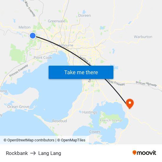 Rockbank to Lang Lang map