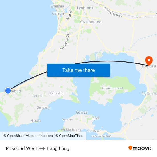 Rosebud West to Lang Lang map