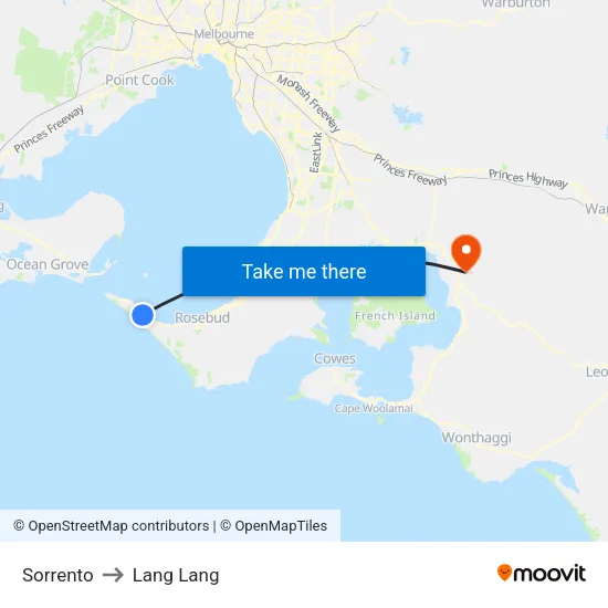 Sorrento to Lang Lang map